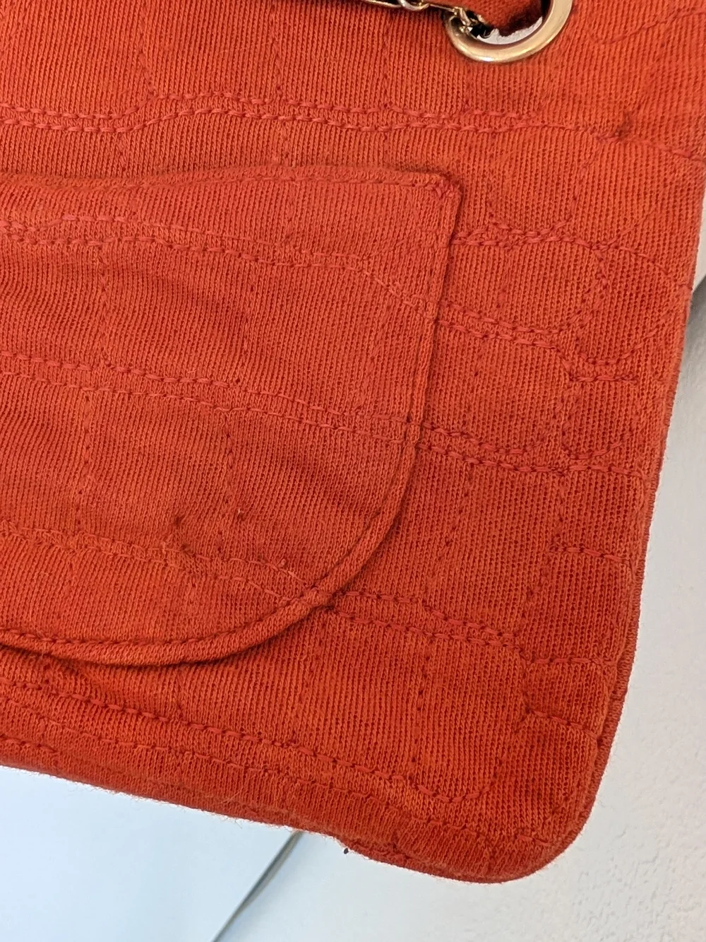 Chanel 2.55 Reissue Orange Jersey Crocodile Effect Stitching Small Double Flap.